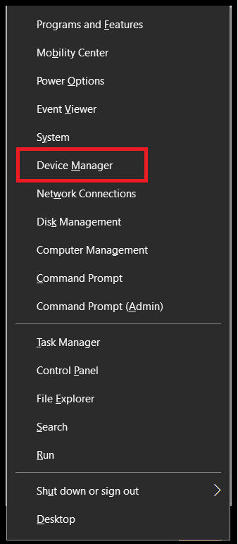 Windows-Logo + X und klicken Sie auf Geräte-Manager