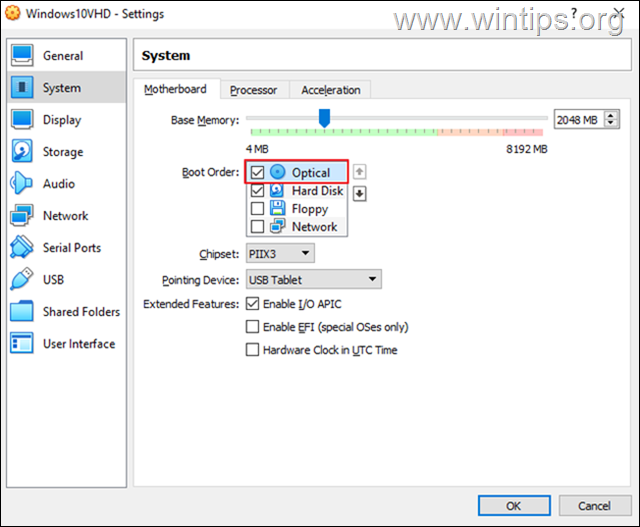 sāknēšana no iso faila virtualbox