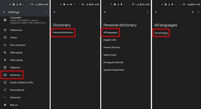 Uklonite neželjene riječi Rječnik Android