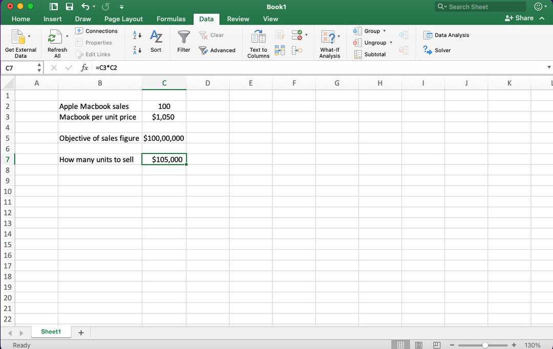 Eikite į duomenų meniu „Excel“ juostelėje