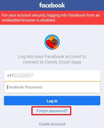 FB パスワードを忘れた場合のリンク