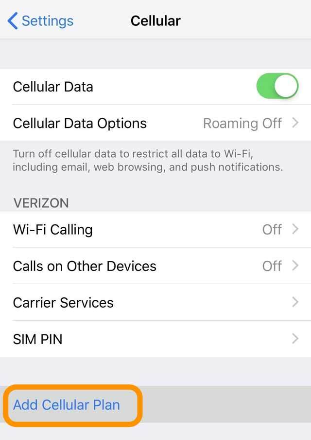 eSIM या डुअल सिम के साथ अपने iPhone में एक सेल्युलर प्लान जोड़ें