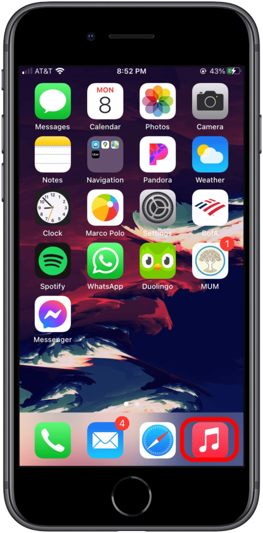 Wählen Sie die Musik-App auf Ihrem Startbildschirm aus.