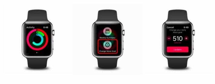 Zmień cele dotyczące kalorii w Apple Watch