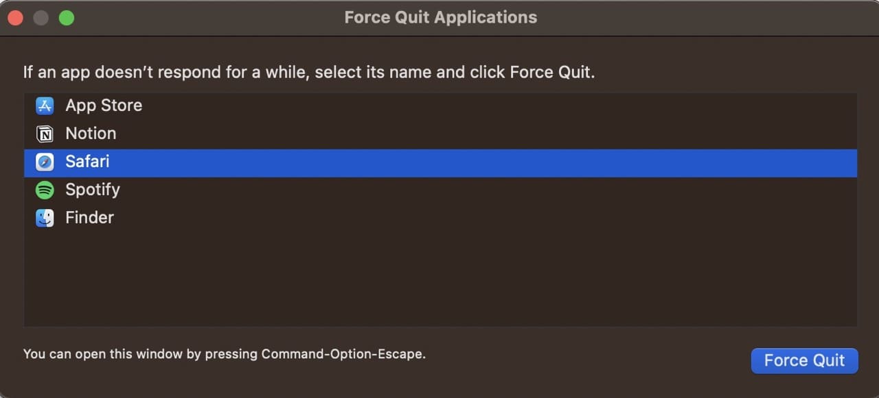 Posnetek zaslona aplikacije za Mac na silo