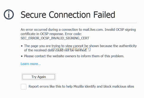 Firefox 보안 연결 실패 