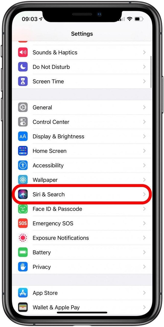 Докоснете Siri & Търсене.