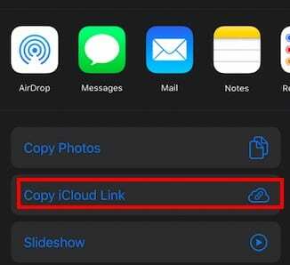 iOS 13 iCloudi fotolink