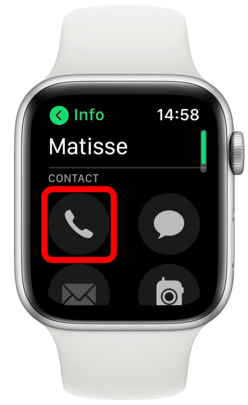 Appuyez sur l'icône du téléphone pour appeler un contact.