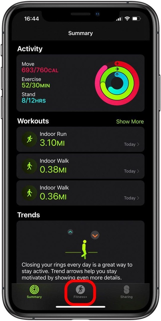 Настройки Apple Fitness plus