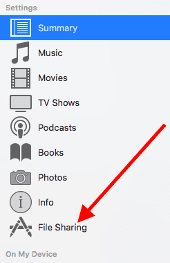 iTunes 12.7에서 파일을 공유하는 방법
