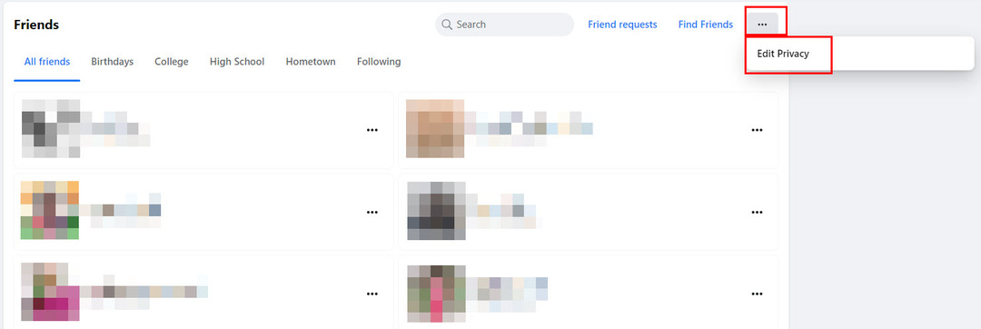 Pilih privasi dari bagian teman di profil Facebook