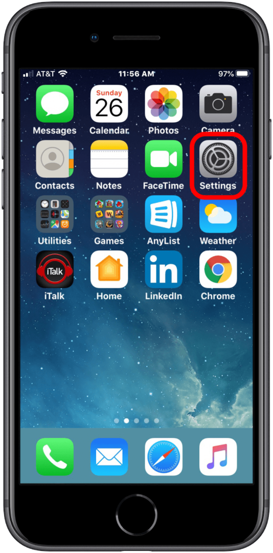 aplikácia nastavenia iphone
