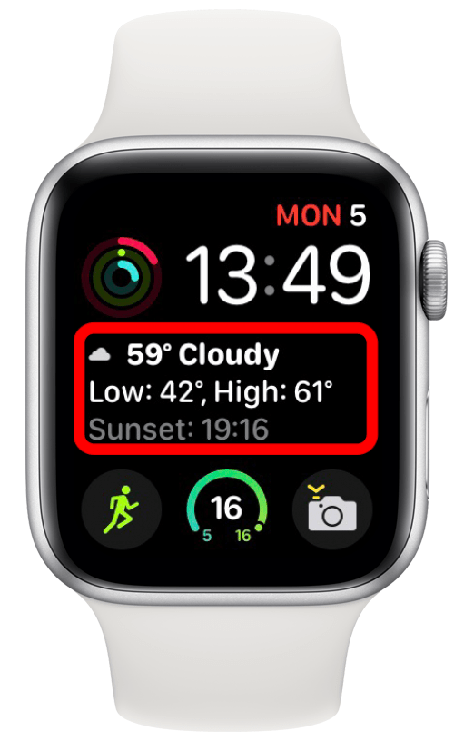 App Dark Sky su un quadrante di Apple Watch