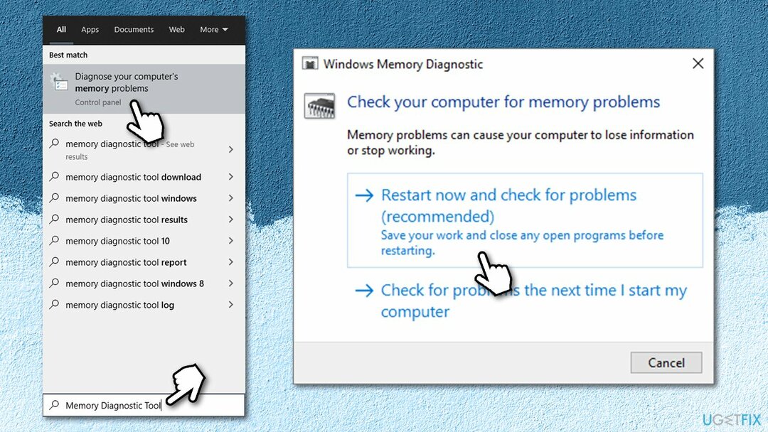 הפעל את כלי אבחון הזיכרון של Windows