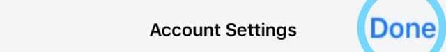 butonul gata pentru setările contului în magazinul de aplicații iTunes Store