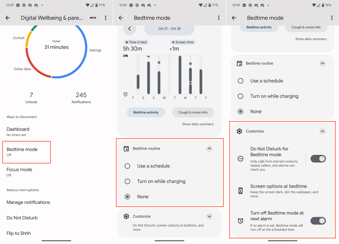 Ota nukkumaanmenotila käyttöön Androidin Digital Wellbeing -sovelluksessa