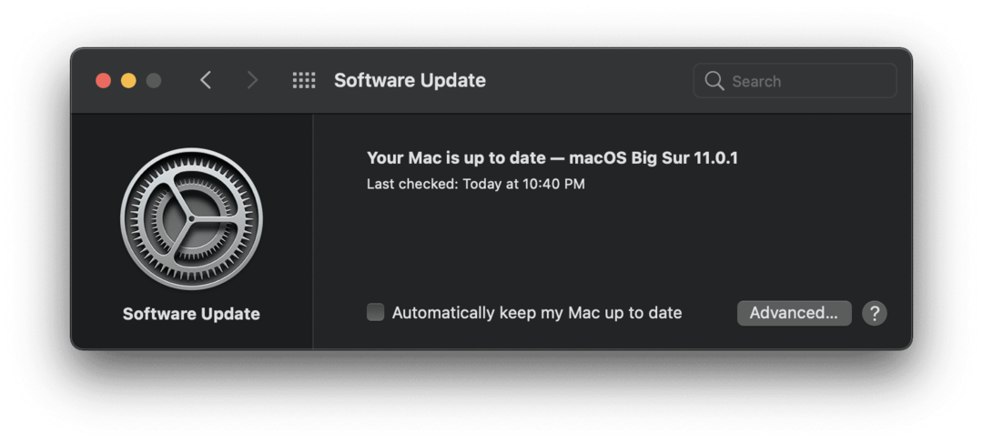 macOS Big Suri tarkvaravärskendus