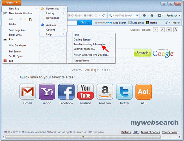 mywebsearch arama motoru firefox'u kaldır