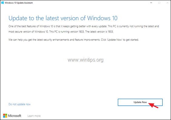 correggere l'aggiornamento di Windows 10 versione 1903 non riuscito