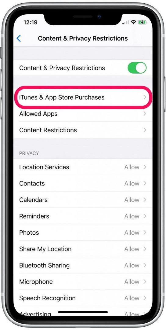 ITunes और App Store ख़रीदारियों पर टैप करें
