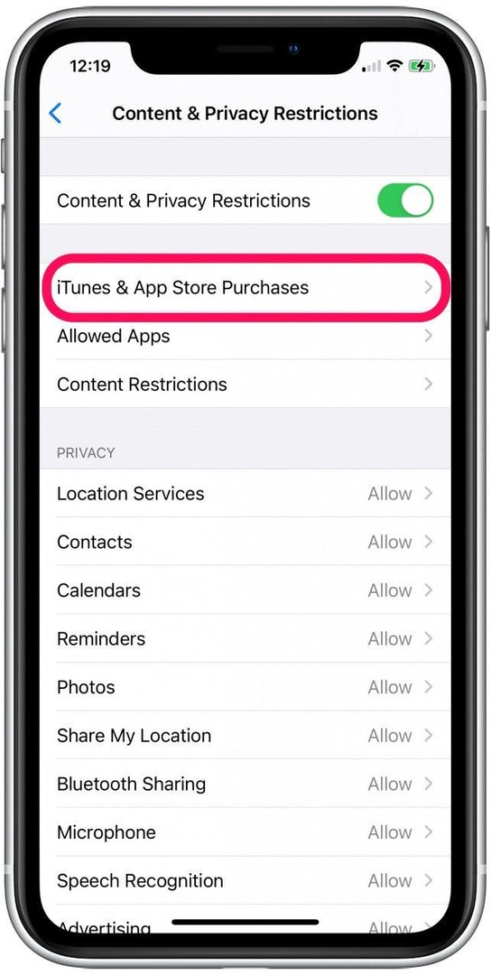 Klepněte na Nákupy v iTunes a App Store