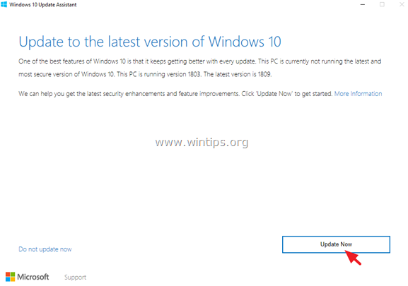 Windows 10 1809:n asennus epäonnistui
