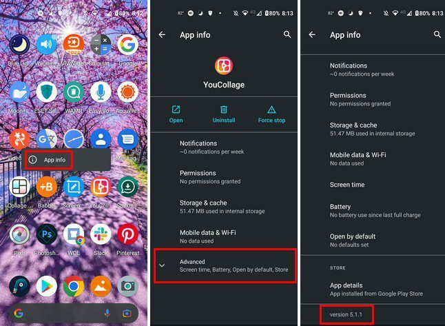 Zobrazit verzi aplikace pro Android