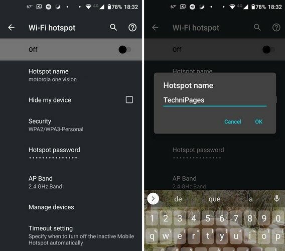 მობილური Hotspot Android პარამეტრები