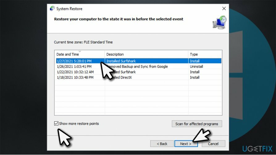 Utiliser la restauration du système