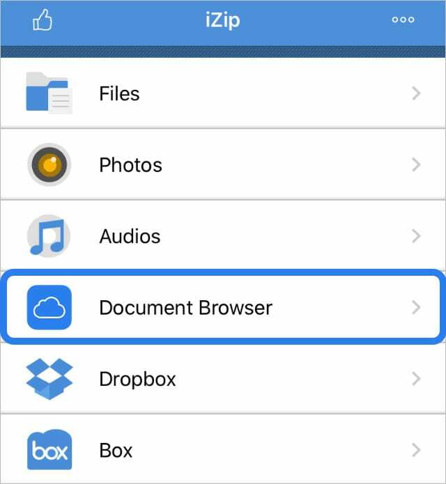 Navegador de documentos en iZip