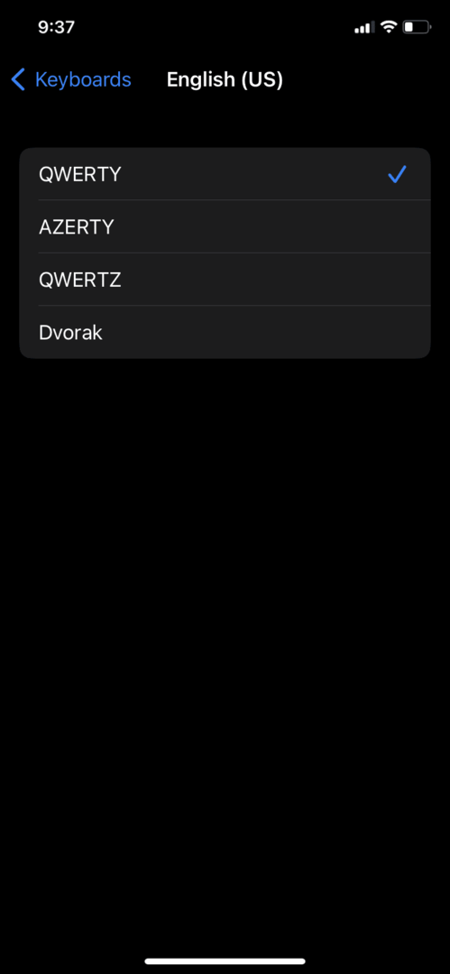 كيفية تمكين iOS 16 Dvorak Keyboard