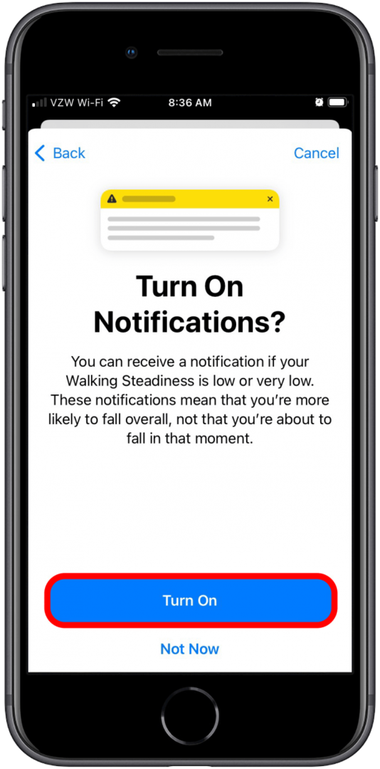 Βαθμολογία Walking Steadiness iPhone iOS 15