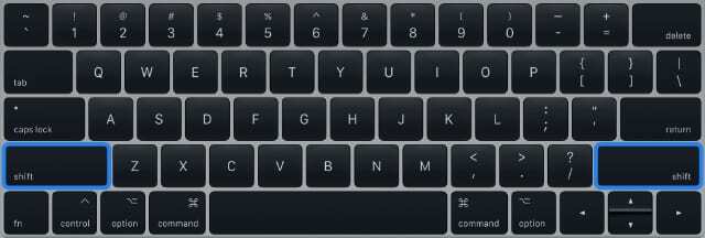 Shift-tasterne på MacBook-tastaturet