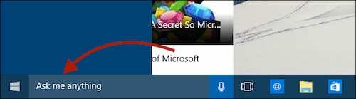Ask Me Anything საძიებო ზოლი Windows-ში.