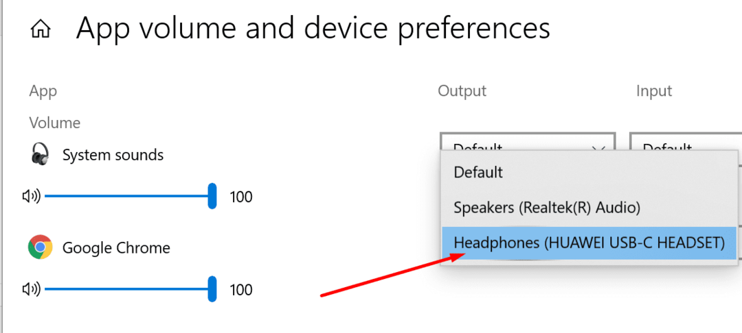 establecer auriculares como dispositivo de salida predeterminado chrome