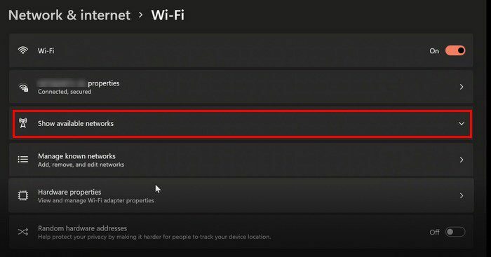 Prikaži razpoložljiva omrežja Windows 11