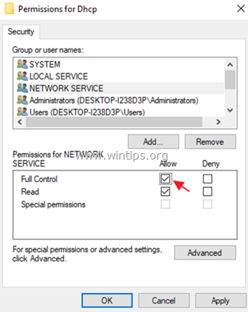 Error 5 de acceso denegado DHCP