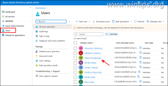 Modificar métodos de entrada Microsoft 365 Azure AD