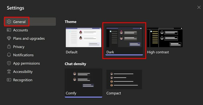 Opcja trybu ciemnego dla Microsoft Teams