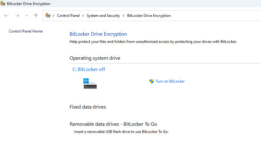 ความแตกต่างระหว่าง Windows 11 Home และ Pro Bitlocker Device Encryption