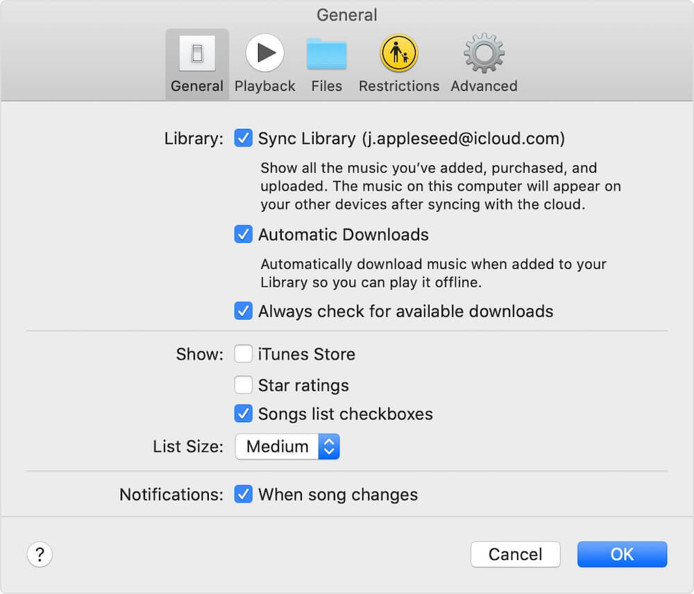 Synchroniser la bibliothèque sur Mac