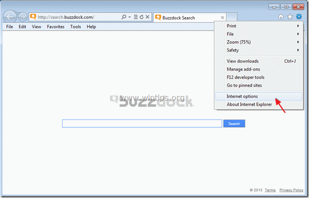 видалити buzzdock з Internet Explorer за допомогою www.wintips.org