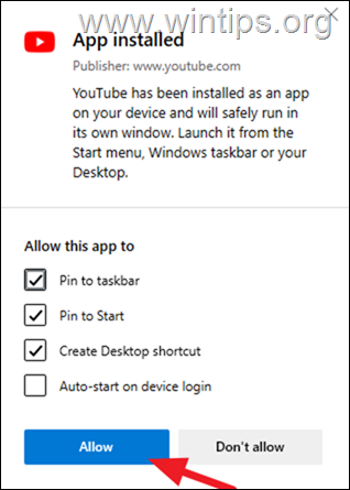 installa l'app youtube windows 1011