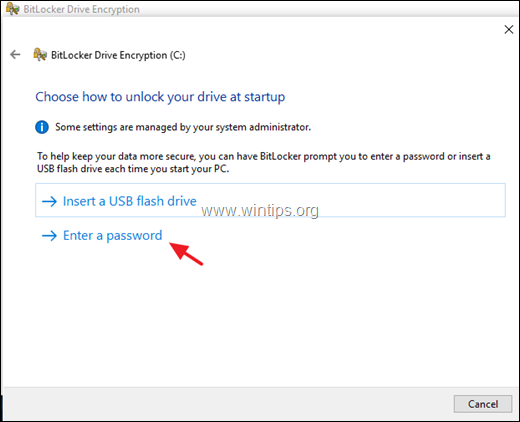 Bitlocker-Passwort eingeben