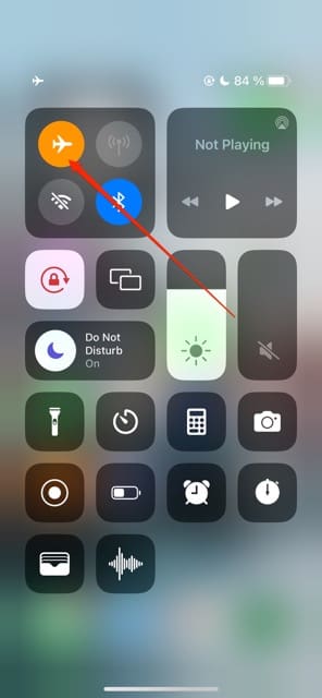 Schakel de vliegtuigmodus uit iOS-screenshot