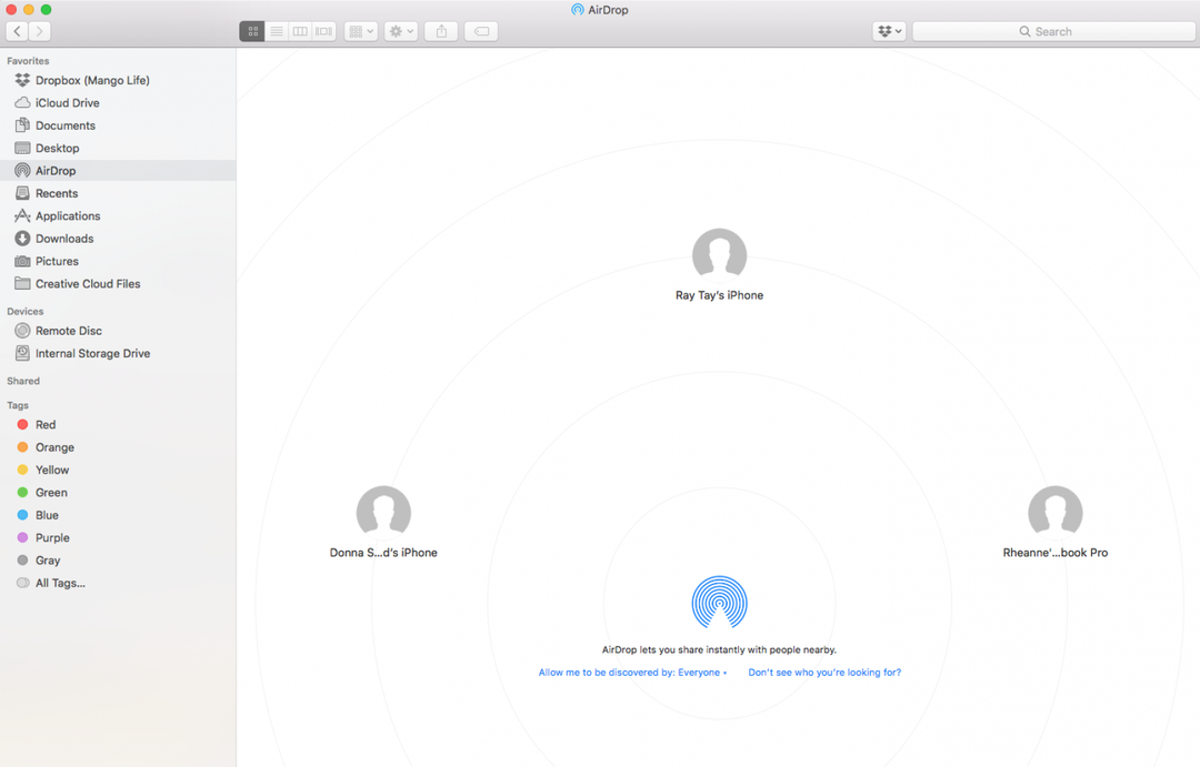 usar airdrop desde mac