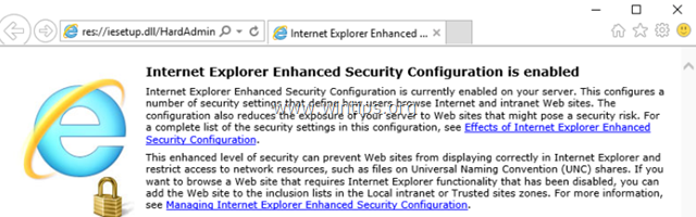 השבת את תצורת האבטחה המשופרת של Internet Explorer בשרת 2016