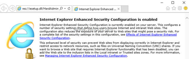 सर्वर 2016 में Internet Explorer एन्हांस्ड सुरक्षा कॉन्फ़िगरेशन अक्षम करें