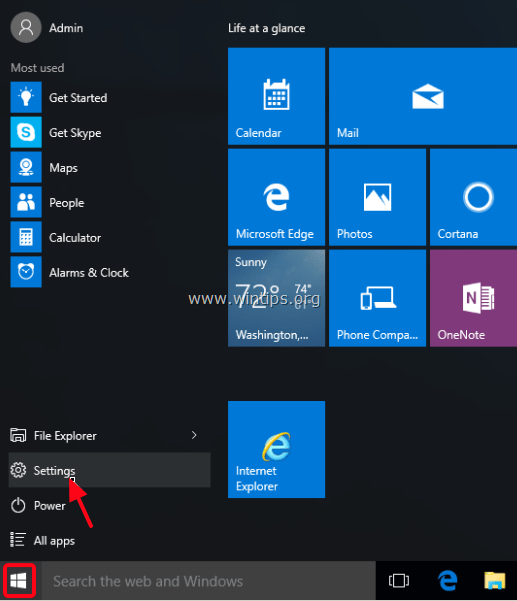 nastavenia windows 10